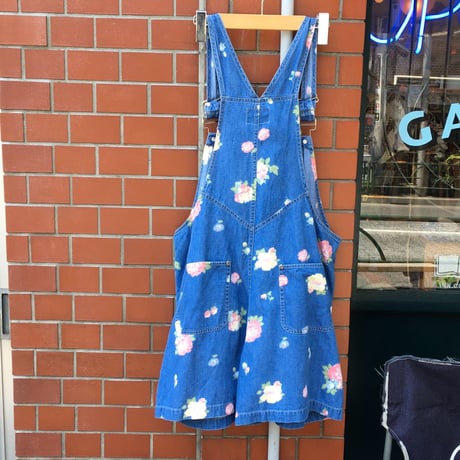 [USED] フラワープリントショート丈オーバーオール