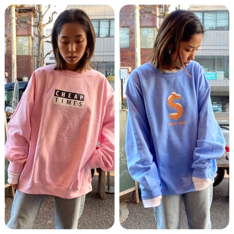 [CHEAP TIME$] "YING YANG" CREW SWEAT PINK