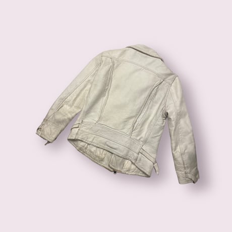 USED］white real leather ライダースJKT