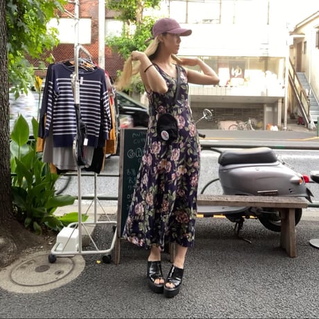 [USED] ノースリーブ花柄レーヨンワンピース