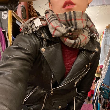 [USED]"Burberry" グレー♡チェックマフラー