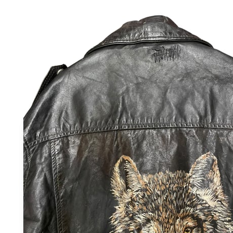 [USED] Hand Paint x "BORO" ライダース Leather JKT ♡🐺