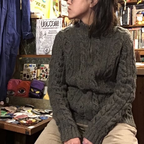 [USED] RALPH LAUREN ケーブルハーフジップニット