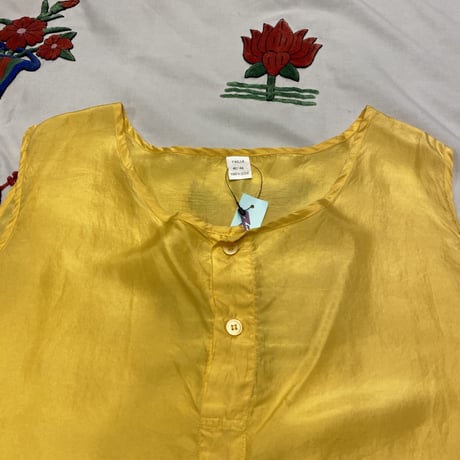 [USED] 100％ SILK タンクトップ-YELLOW