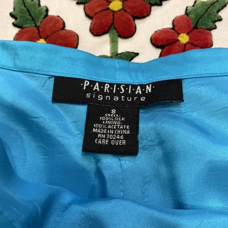 [USED] TURQUOISE 100% SILK PANTS♡