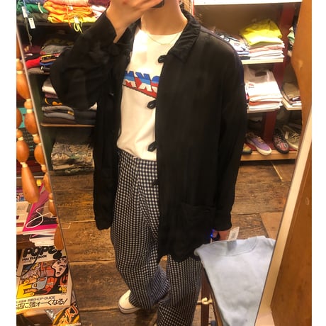 [USED] BLACK  サテンチャイナシャツ風JKT