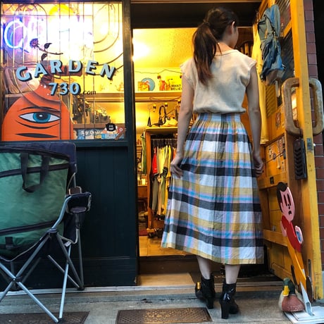 [USED] チェック柄 フロントボタン SKIRT♡