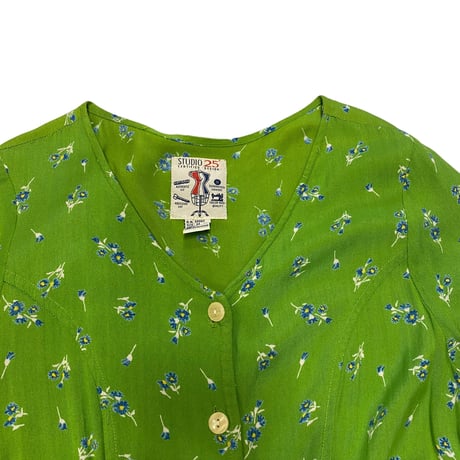 [USED]グリーン小花柄ロンパース