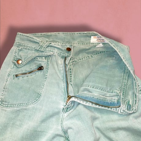 [USED]  70’s mint color フレア デニム pants