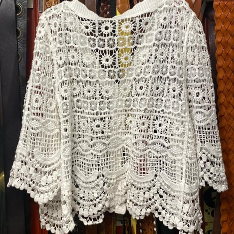 [USED] White 鍵あみ KNIT カーディガン