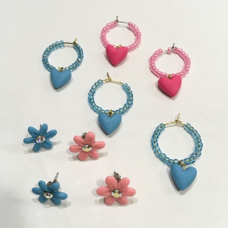 [BENICOTOY] ♡付き ビーズフープピアス