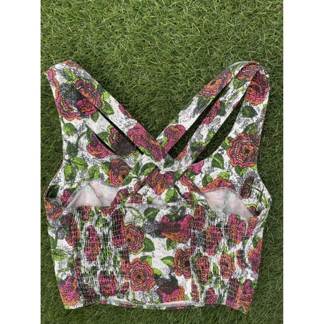 [USED] ショート丈花柄 TOPS