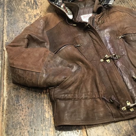 [USED] real leatherのフード付JKT