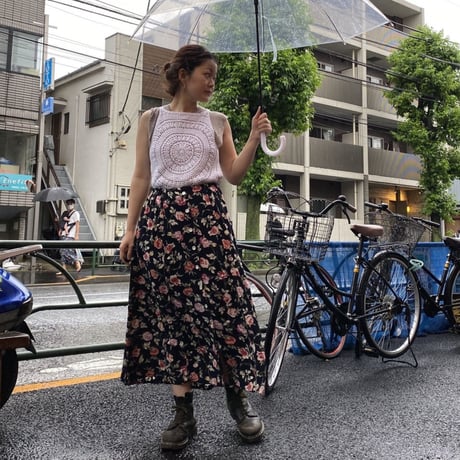 [USED] 花柄レーヨンLONG SKIRT