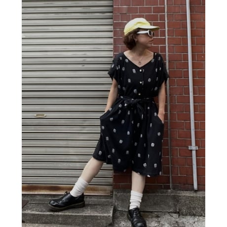 [USED]80’sプリントサロペット