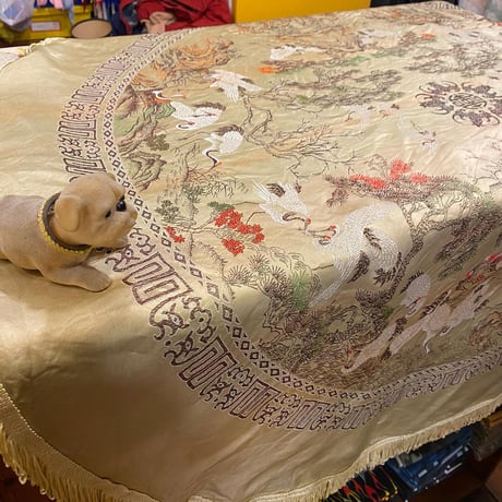 [USED] vintage  サテンCHINA ラグ / 直径114cm