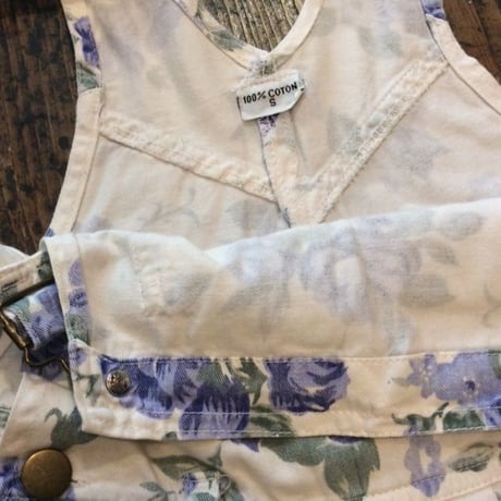 [USED] 花柄Cottonショートオーバーオール