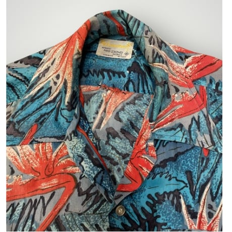 [USED] vintage 花柄レーヨンシャツ