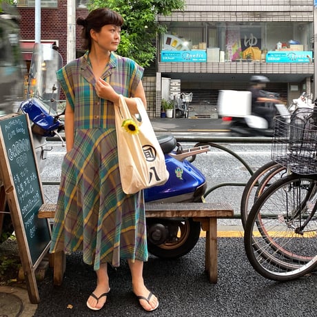 [USED] France COTTON チェックワンピース