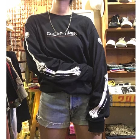[CHEAP TIME$]  袖ロゴ ロンTee  -BONE-