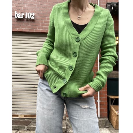 [USED] Green リブニットカーディガン🫛