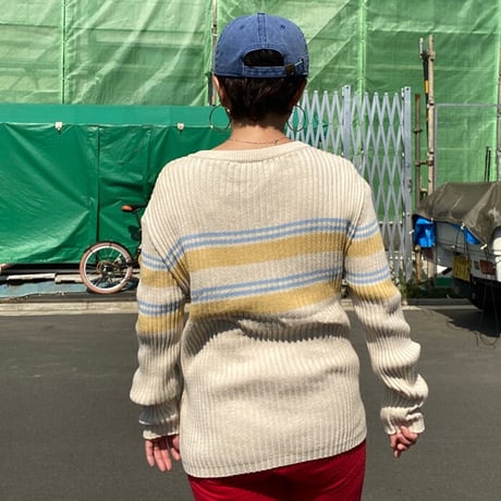 [USED] Ｖネックリブニット  💛💙