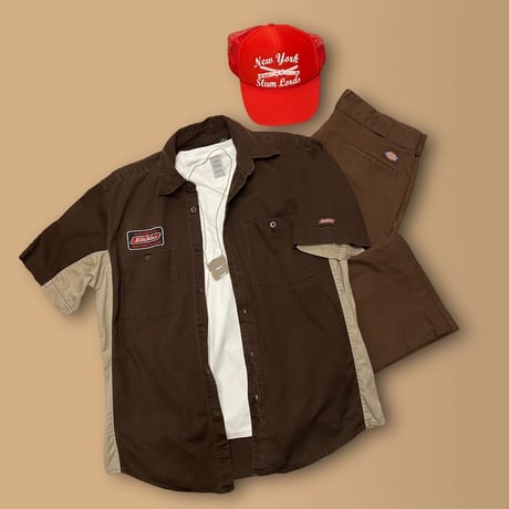 [USED] Dickies US WORK SHIRTS  [BROWN]