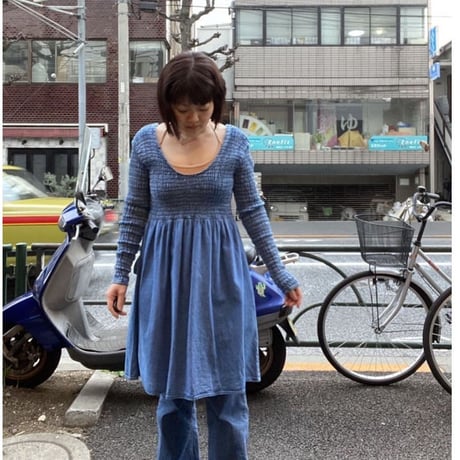 [USED] デニム くしゅくしゅワンピース