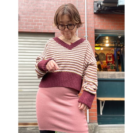 [USED]Vネックショート丈ニット ♡