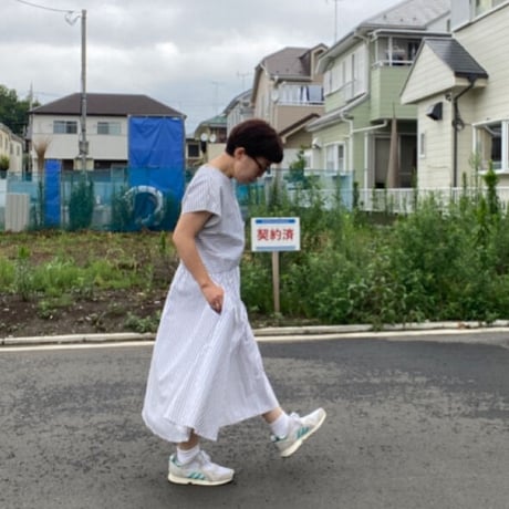 [USED]ストライプ🤍フレアワンピース