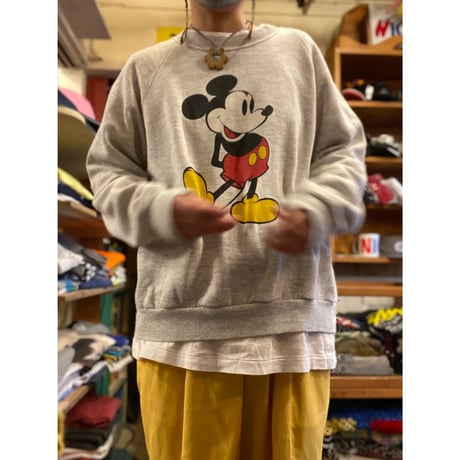 [USED] 80's Mickey SWEAT -LARGE ASH-