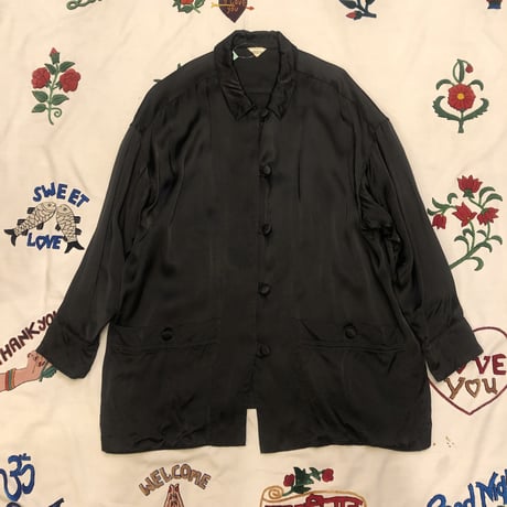 [USED] BLACK  サテンチャイナシャツ風JKT