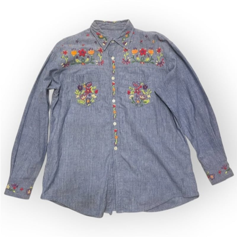USED] 刺繍シャンブレー シャツ | garden730