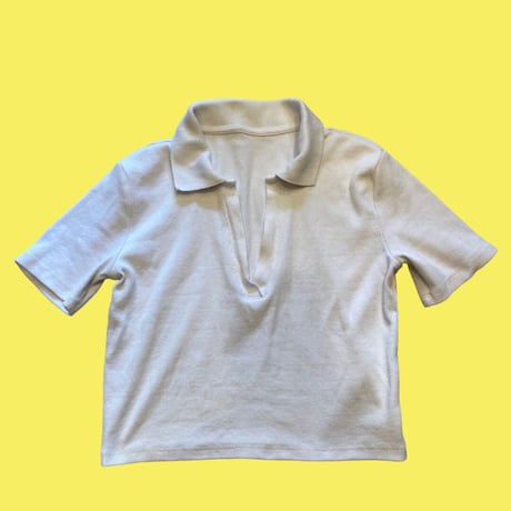 [USED] オープンカラー リブトップス