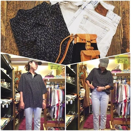 [USED] 100% SILK! カスリ柄 SHIRTS