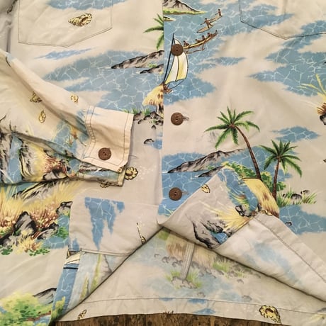 [USED] 50's  vintage L/S アロハシャツ made in Hawaii