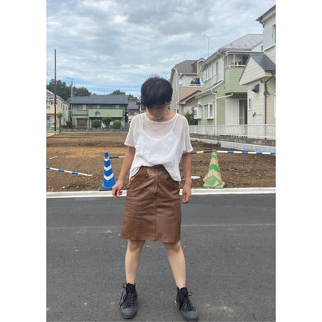 [USED] REAL レザースカート / BROWN