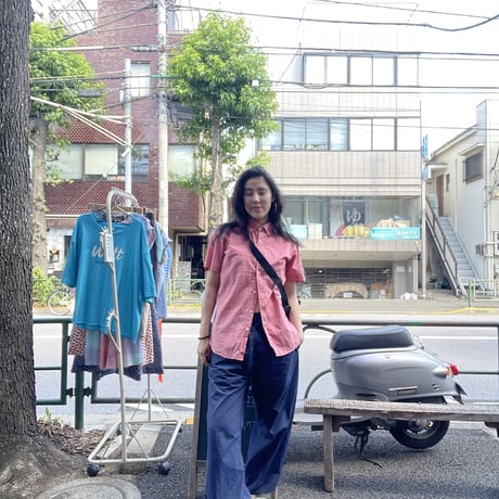 [USED] S/Sピンクxブルー チェックB.Dシャツ