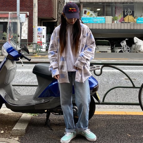 [USED] 淡いチェックのプリントネル♡