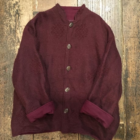 [USED] 立ち襟WOOLバーガンディーコート