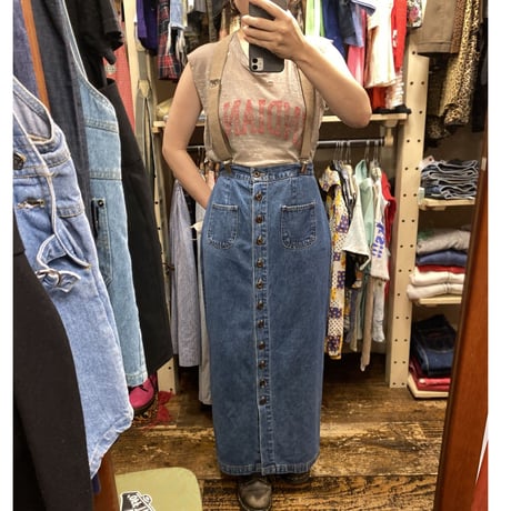 [USED] フロントボタンデニムLONG SKIRT♡