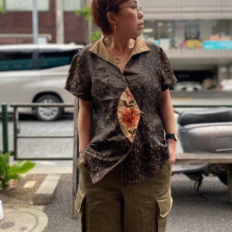[USED] SILK 刺繍チャイナシャツ