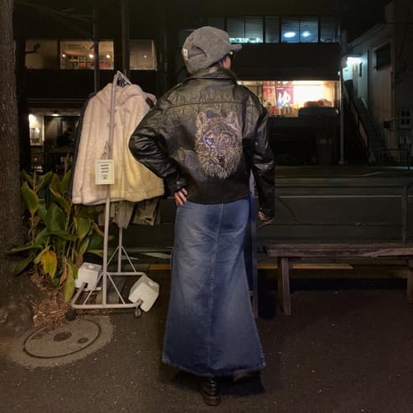 [USED] Hand Paint x "BORO" ライダース Leather JKT ♡🐺