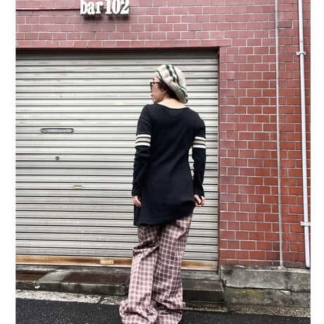 [USED] ボーダー Aライン リブロンtee