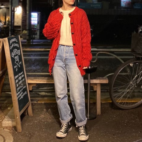 [USED] 真っ赤なケーブルニットCARDIGAN♡