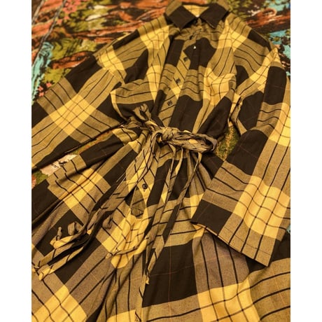 [USED] YELLOW!ギンガムチェックワンピース