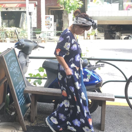 [USED]前開き レーヨン花柄ワンピース
