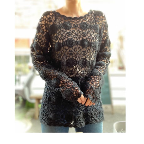 [USED] BLACKクロシェットTOPS