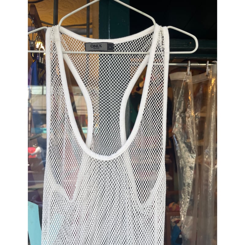 LINEN MESH タンクドレス 白 USED] EURO MESH🤍 LONG タンク ワンピース | garden730