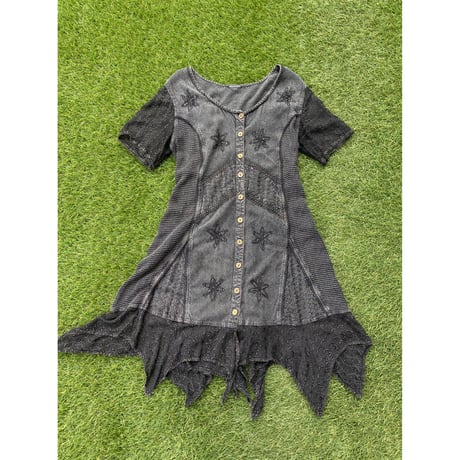 [USED]  レーヨン刺繍ワンピース